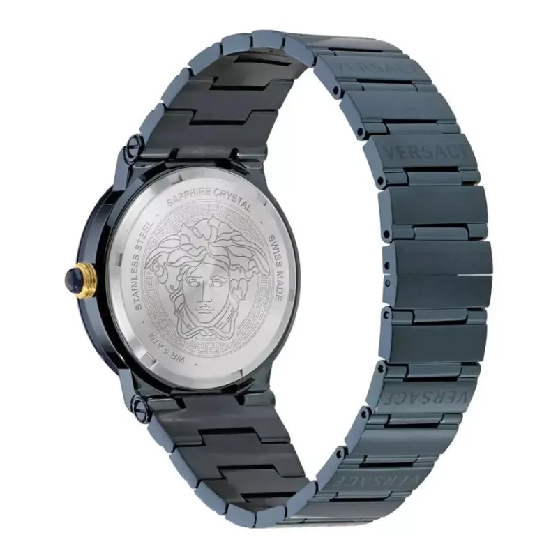 Versace V-Circle pánske hodinky VE7G00423 38 mm Swiss Quartz nerezová oceľ koža čierna