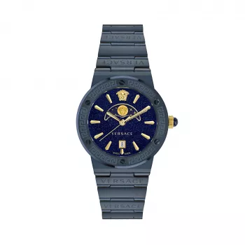 Versace V-Circle pánske hodinky VE7G00423 38 mm Swiss Quartz nerezová oceľ koža čierna