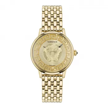 VERSACE V-Circle unisex švajčiarske kremenné hodinky 38mm nehrdzavejúca oceľ čierny ciferník kožený remienok VE6F00623