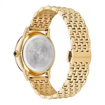 VERSACE V-Circle unisex Swiss quartz hodinky VE6F00523 38mm čierny ciferník kožený náramok