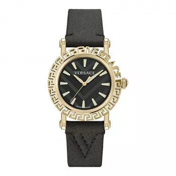 Versace V-Circle dámske Swiss-Quartz hodinky VE6D00223 40 mm čierny ciferník kožený remienok