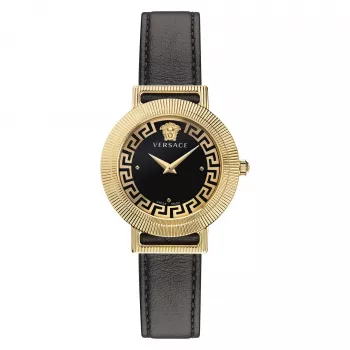 Versace V-Circle dámske hodinky VE3D00322 36mm Swiss Quarz nehrdzavejúca oceľ čierny ciferník kožený remienok