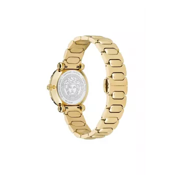 VERSACE V-Motif dámske švajčiarske quartzové hodinky VE6I00523 35mm čierny ciferník čierna koža