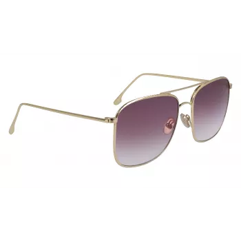 Victoria Beckham VB202S-712 dámske nadrozmerné hranaté slnečné okuliare, zlatý kovový rám, hnedé gradientové sklá, 59 mm