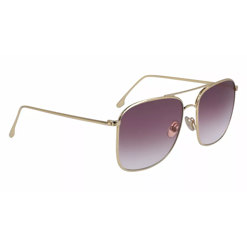 Victoria Beckham VB202S-712 dámske nadrozmerné hranaté slnečné okuliare, zlatý kovový rám, hnedé gradientové sklá, 59 mm
