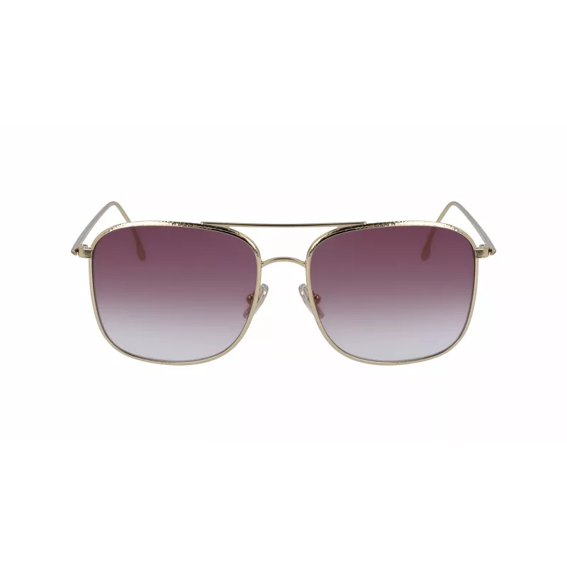 Victoria Beckham VB202S-712 dámske nadrozmerné hranaté slnečné okuliare, zlatý kovový rám, hnedé gradientové sklá, 59 mm