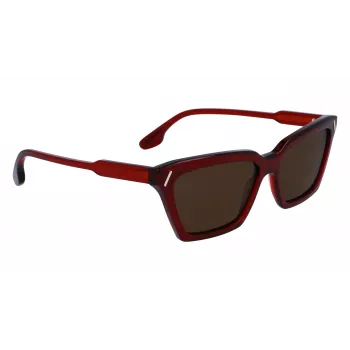 Victoria Beckham VB661S5716610 dámske hranaté acetátové slnečné okuliare - Red Havana 57 mm