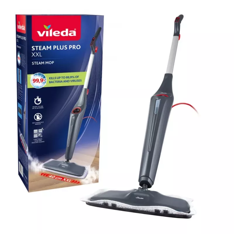Vileda Steam Plus XXL Pro parný mop s 2 ďalšími mikrovláknovými podložkami