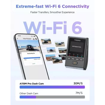 VIOFO A119M Pro 2K QHD autokamera so Sony STARVIS 2 IMX675, integrovanou GPS & Wi-Fi, superkondenzátorom, 140° zorným poľom, 1,5