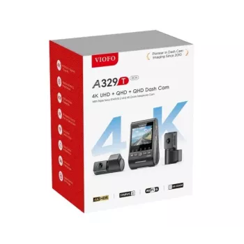 VIOFO A329T 3CH GPS palubná kamera 4K predná, 1080P interiérová & zadná, Sony STARVIS senzory, vstavané Wi-Fi & GPS