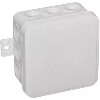 VIPLAST V5 klipová rozvodná krabica na omietku, prázdna, 12 káblových vstupov, IP54, biela, 75x75x41 mm, 035-01