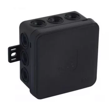 VIPLAST V5 Klik nástenná prázdna krabica, 12 káblových vstupov, IP54, čierna, 75x75x41 mm, 035-05