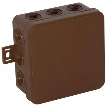 VIPLAST V6 Click nástenná rozvodná krabica, 12 káblových vstupov, IP54, hnedá, 85x85x41 mm, prázdne puzdro (036-02)