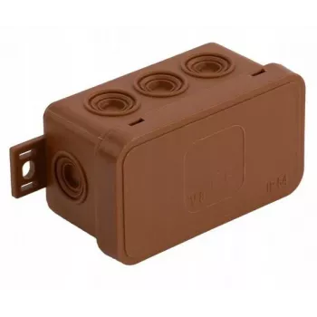 VIPLAST V8 Klik Povrchová odbočná krabica, prázdna, 8 káblových vstupov, IP54, hnedá, 80x45x41mm
