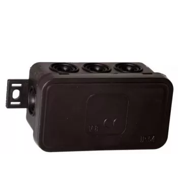 VIPLAST V8 nástenná rozvodná krabica, 8 vstupov, IP54, čierna, 80x45x41mm