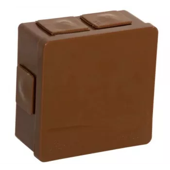 VIPLAST VP-02 Podomietková odbočná krabica, 6 káblových vstupov, zaklapávacie veko, hnedá, IP55, 86x86x40 mm
