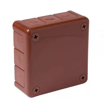 VIPLAST VP-41 na omietku prázdna rozvodná krabica, 12 káblových vstupov, hnedá, IP55, 98x98x42 mm