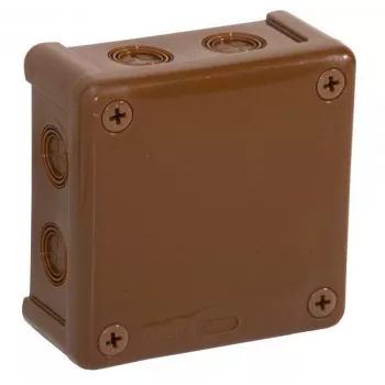 VIPLAST VP-42 nástenná prázdna krabica, 8 káblových vstupov, hnedá, IP55, 98x98x42 mm 042-02