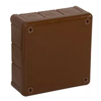 VIPLAST VP-51 nástenná rozvodná krabica, 12 káblových vstupov, hnedá, IP55, 118x118x46mm