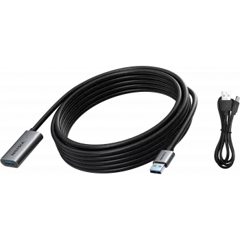 VISION TC 5MUSB3.0EXT+/BL USB 3.0 aktívny predlžovací kábel 5 m USB-A samec/samica čierny strieborný