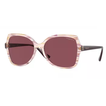 VOGUE VO5488S30625Q dámske Butterfly slnečné okuliare - transparentný ružový rám, tmavofialové gradientné sklá, 56 mm