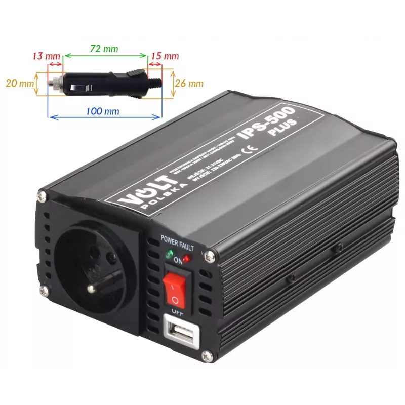 VOLT POLSKA IPS-500 PLUS 24V / 230V 350/500 W napäťový invertor