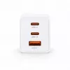 Voltage GaN 67W nástenná nabíjačka, 2x USB-C & 1x USB-A, PD 3.0, QC 3.0, PPS, EU konektor, biela