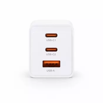 Voltage GaN 67W nástenná nabíjačka, 2x USB-C & 1x USB-A, PD 3.0, QC 3.0, PPS, EU konektor, biela