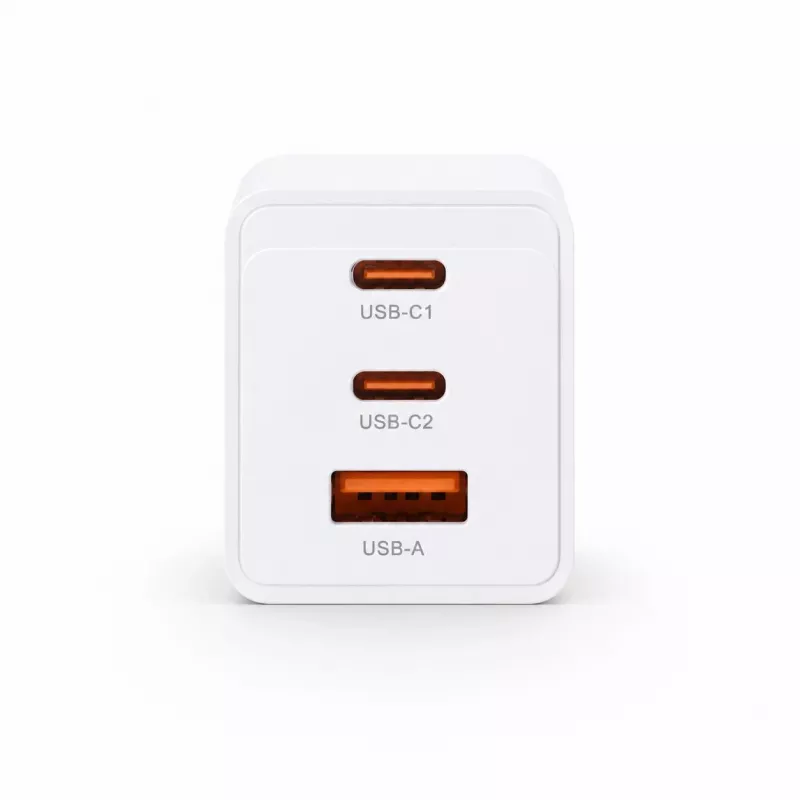 Voltage GaN 67W nástenná nabíjačka, 2x USB-C & 1x USB-A, PD 3.0, QC 3.0, PPS, EU konektor, biela