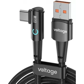 VOLTAGE PowerAngle 66W PD USB-A na USB-C uhlový kábel 1m čierny