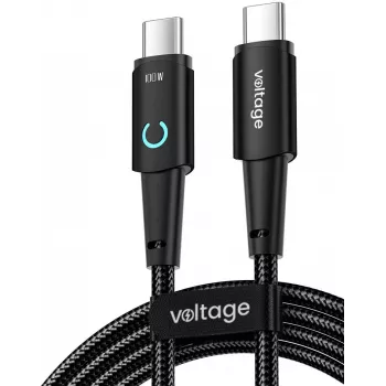 VOLTAGE PowerAngle USB-C na USB-C 100W PD kábel 1m čierny