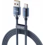 VOLTAGE PureCrystal 66W USB-A na USB-C kábel 2m modrý