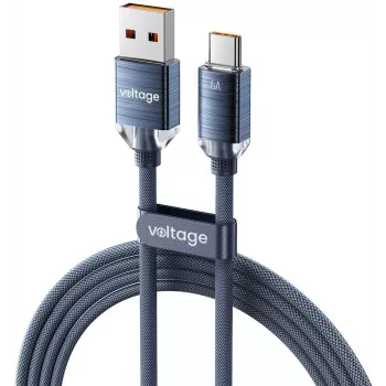 VOLTAGE PureCrystal 66W USB-A na USB-C rýchlonabíjací kábel 1m modrý