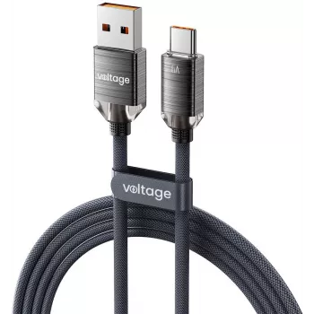 VOLTAGE PureCrystal USB-A na USB-C kábel 66W 1 m čierny