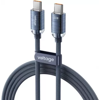 VOLTAGE PureCrystal USB-C na USB-C kábel 100W PD 2m modrý