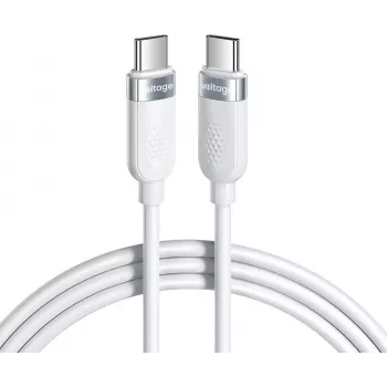 VOLTAGE VEKS100CC100WE silikónový USB-C na USB-C kábel 100W PD 1m biely