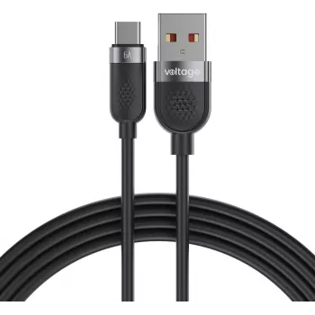 VOLTAGE VEKS66AC100BK USB-A na USB-C silikónový 66W PD kábel 100cm čierny