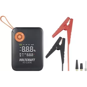 VOLTCRAFT štartovacia pomoc VC-CJS76 VC-16024485 300 A 12 V s nabíjacou stanicou, 2x 12V výstup, 2x USB, LED baterka, LCD displej