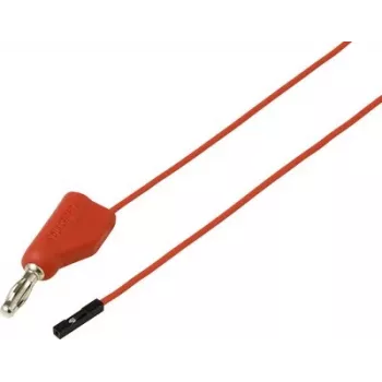 Voltcraft MSL-315 červený merací vodič, 4 mm bezpečnostný konektor samec na 0,64 mm bezpečnostný konektor samica, 1 m, stohovateľný, 60 V DC, 1 A VC-17182170