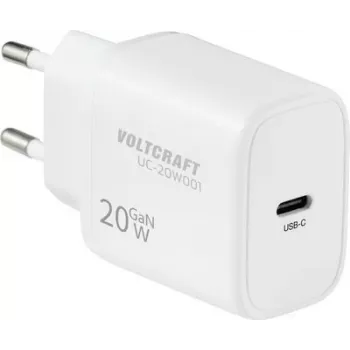 VOLTCRAFT UC-20W001 USB nástenná nabíjačka 20 W 1x USB-C rýchle nabíjanie, USB PD 3.0, biela, GaN (VC-17942085)