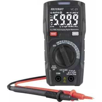 Voltcraft VC-23 TRMS digitálny multimeter CAT III 600 V auto-ranging s kapacitou, frekvenciou, teplotou, NCV