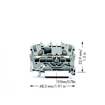 WAGO 2001-1201 Priechodná svorka, 1-vodičová, 800V, 24A, 2,5mm², sivá, Push-in CAGE CLAMP®