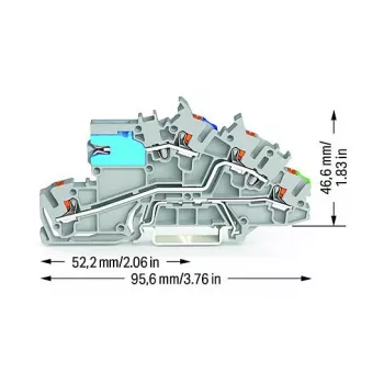 WAGO 2203-7641 inštalačná radová svorka, viacposchodová, s N oddeľovacím posúvačom, NT/L/PE, sivá