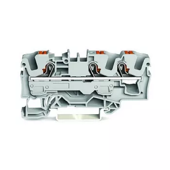 WAGO 2206-1301 3-vodičová priechodná svorka s ovládacím tlačidlom, 6 mm², sivá