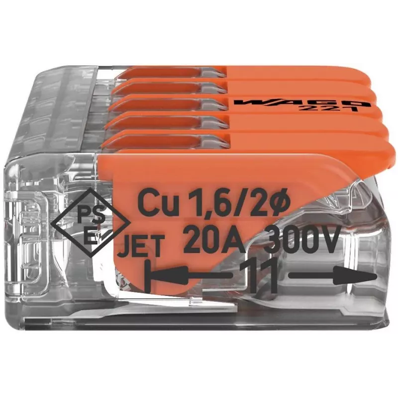 WAGO 221-415 COMPACT spojovacia svorka pre 5 vodičov, 0,2-4 mm², balenie 25 ks