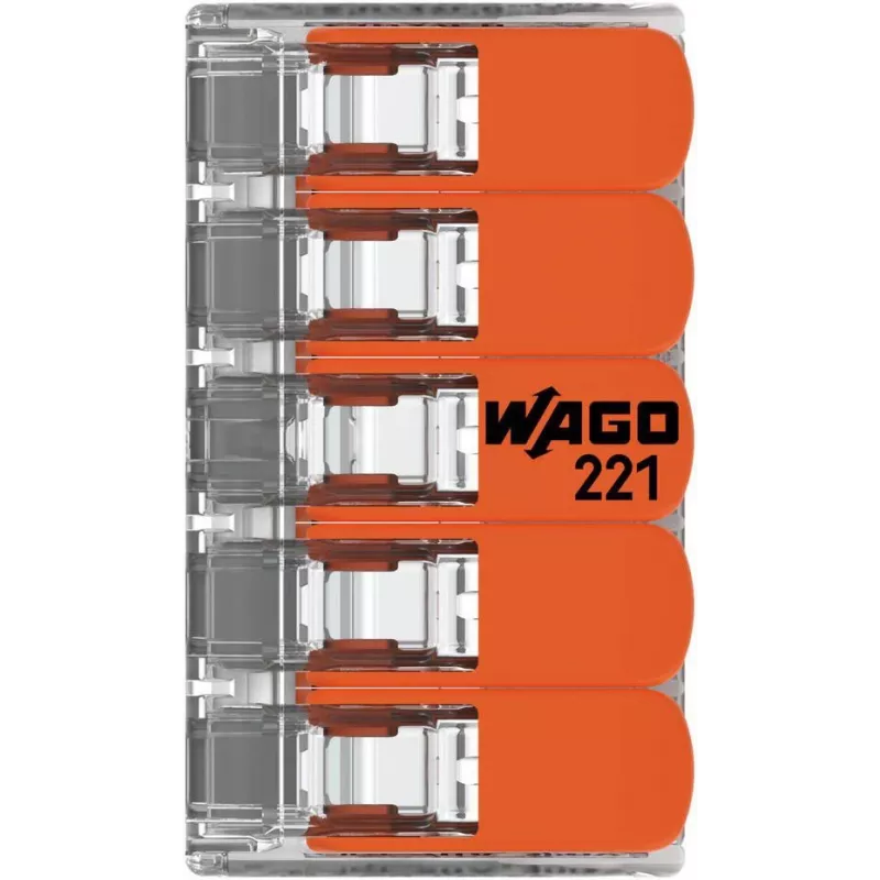 WAGO 221-415 COMPACT spojovacia svorka pre 5 vodičov, 0,2-4 mm², balenie 25 ks