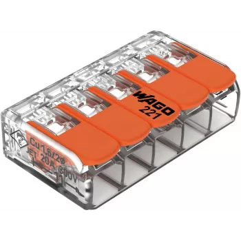 WAGO 221-415 COMPACT spojovacia svorka pre 5 vodičov, 0,2-4 mm², balenie 25 ks
