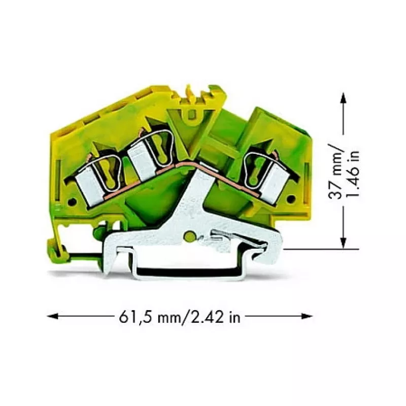 WAGO 281-637 3-vodičová ochranná svorka, 4 mm², zeleno-žltá