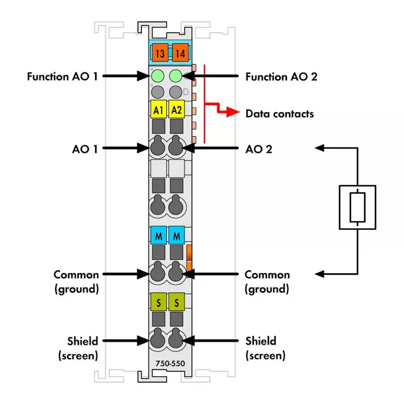WAGO 750-550 2-kanálový analógový výstupný modul 0-10V, svetlosivý