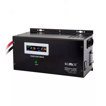 Nástenný neprerušovaný napájací zdroj KEMOT PROsinus-2200 menič s čistou sínusovou vlnou a nabíjacou funkciou 12V 230V 2200VA/1600W